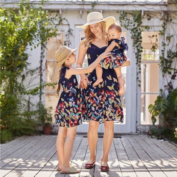 COPY - Mommy and Me Dresses Matching Set Floral Printed Bowknot Shoulder Straps… - Picture 4 of 5